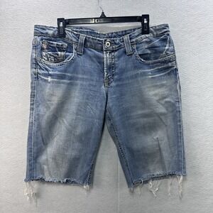 Big Star Bermuda Shorts 33 Cut Off Distressed Flap Pocket Raw Hem Jorts Boho USA